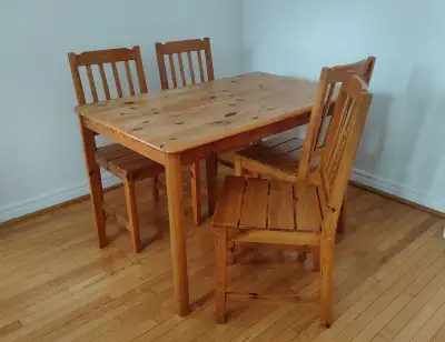 Solid Pine Table with Matching 4 Chairs, View more