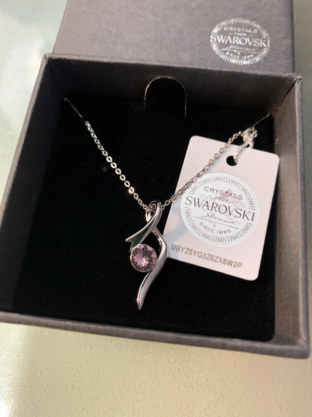 Brand New Swarovski Pink Crystal Angle Pendant with Necklace $35 in Other in Markham / York Region - Image 3