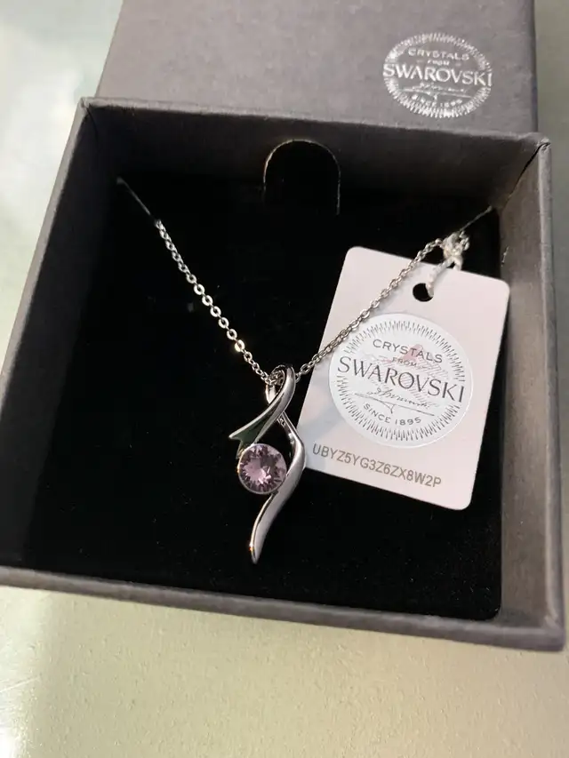 Brand New Swarovski Pink Crystal Angle Pendant with Necklace $35 in Other in Markham / York Region - Image 4