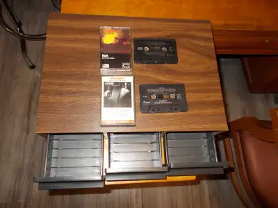 3 Drawer 36 Cassette Tape Holder w/2 Rock Cassette Tapes Bundle, View more