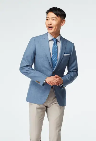 Indochino Stockport Wool Linen Light Blue Blazer, View more