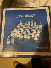 Glass Table Top Chess Set 2 Person Game 