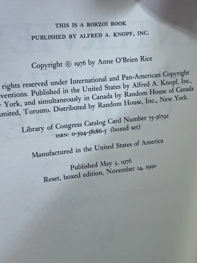 SIGNED BY ANNE RICE 3x Interview with the Vampire collection  in Fiction in Hamilton - Image 5