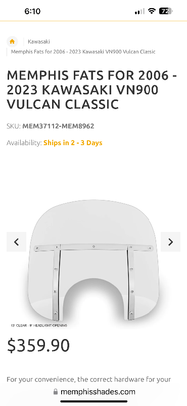 Motorcycle  windshields Memphis Shades mem3711 Yamaha Kawasaki in Other in Barrie - Image 5