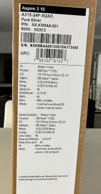 NEUF dans la boîte Acer Aspire 3 - 15.6" FHD Laptop