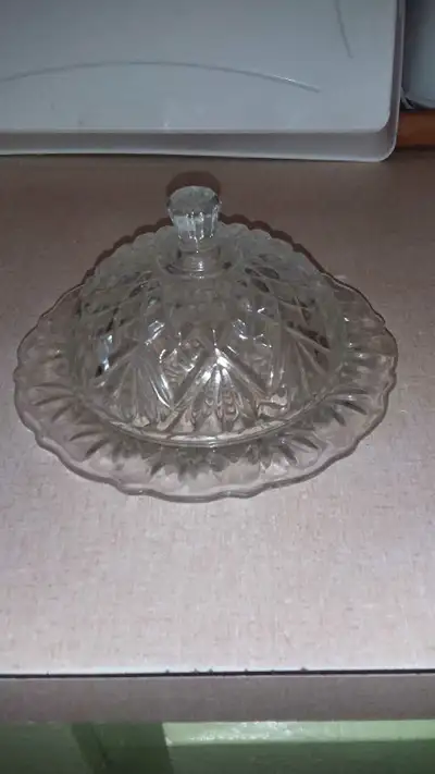 Glass vintage butter or candy dish