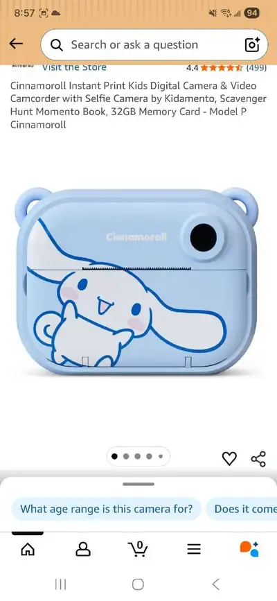 Cinnamoroll Instant Print Kids Digital Camera, View more