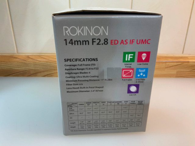 Rokinon 14mm f/2.8 Full Frame lens for Nikon in Cameras & Camcorders in London - Image 2