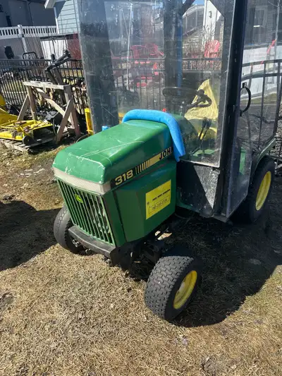 John Deere 318 with Honda GX 630 gasoline engine replacement, homemade cab and homemade rear blade d...