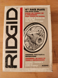 New Ridgid 4 Inch Face Plate for Wood Lathes