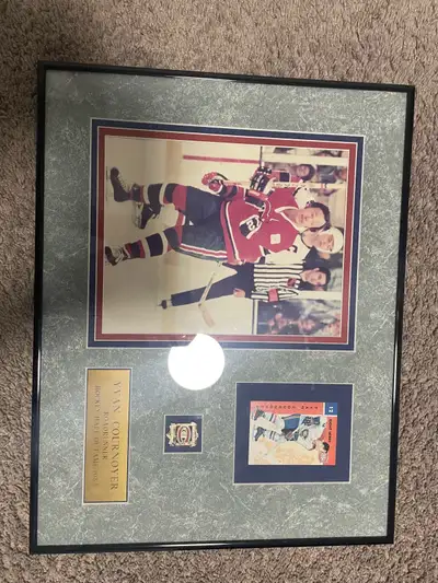 Framed Yvan Cournoyer Hockey Memorabilia – Vintage Display, View more