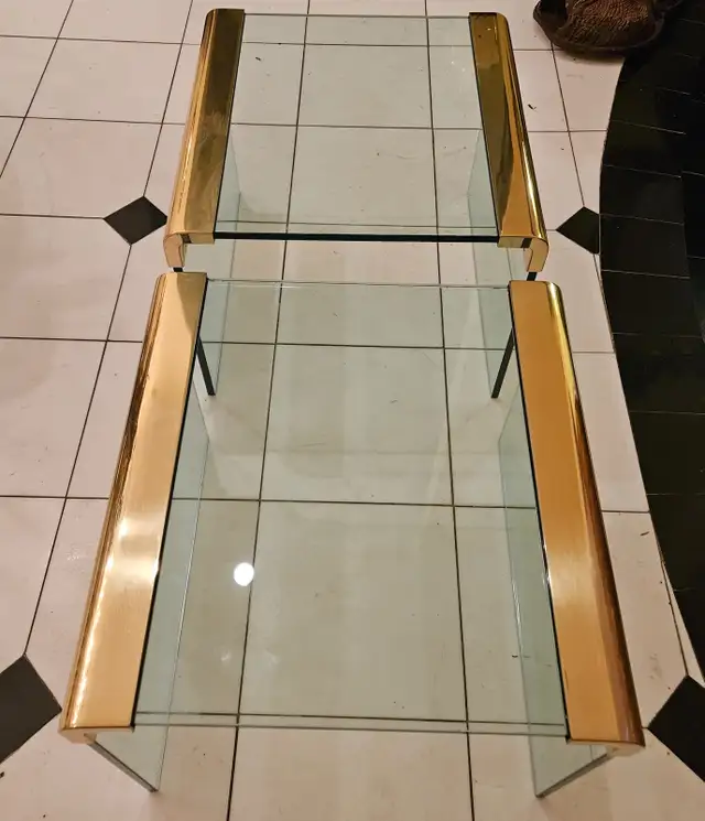 PAIR OF MCM BRASS AND GLASS SIDE TABLES BY LEON ROSEN FOR PACE in Other Tables in City of Toronto - Image 3