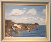 Original Painting Of Shoreline Scene in Newfoundland, dated 1955