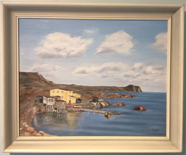 Original Painting Of Shoreline Scene in Newfoundland, dated 1955 in Arts & Collectibles in St. John's