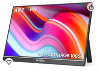 ARZOPA 16.1" Portable Monitor, 100% sRGB FHD 1080P Kickstand Por