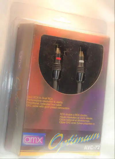 2 Câbles rallonge audio balancés AMX fiches plaqués or phono RCA, View more