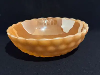 Iridescent Peach Glass Hobnail Bowl. $25. , View more