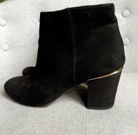 Black Zip-Up Ankle Boots (Size 8)