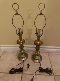 Vintage Mid Century Cast Brass Table Lamps Set