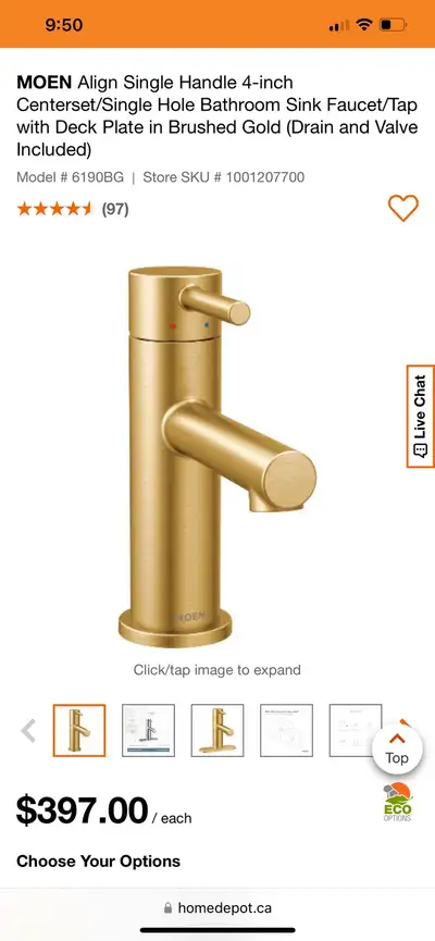 MOEN Align Single Handle 4-inch Centerset/Single Hole Bathroom S, View more