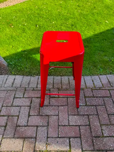 Red metal stools, View more