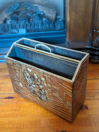 Old antique vintage brass Magazine box holder