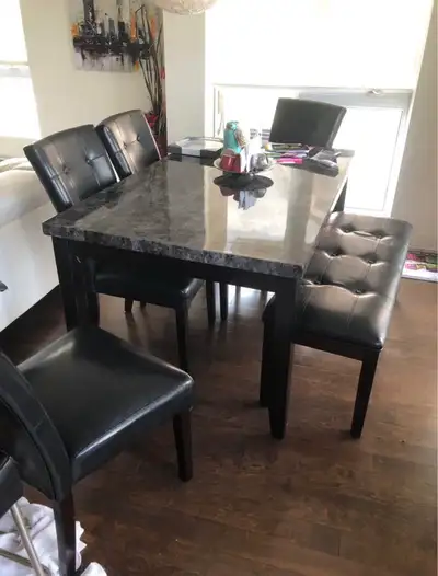 6-Piece Faux Marble Dining Set, View more