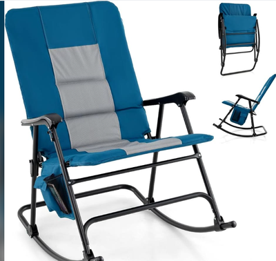 Oversized Padded Folding Rocking Chair – Blue, View more