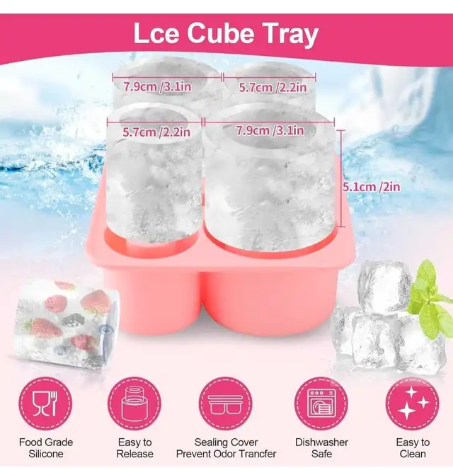 Pink Silicone Ice Cube Tray & Dust Cover Set62863733692673123