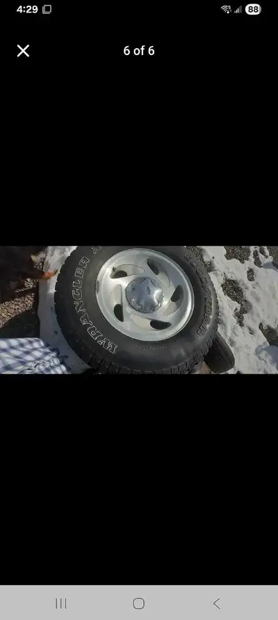 Ford 150-spoke aluminum alloy rims. Tire size is LT265/70R17. Comes with 3 Goodyear Wrangler AT/S ti...