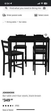 IKEA bar table and chairs with cushions