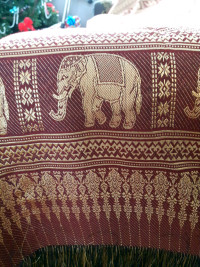Huge silk elephant table cloth 82x 59 