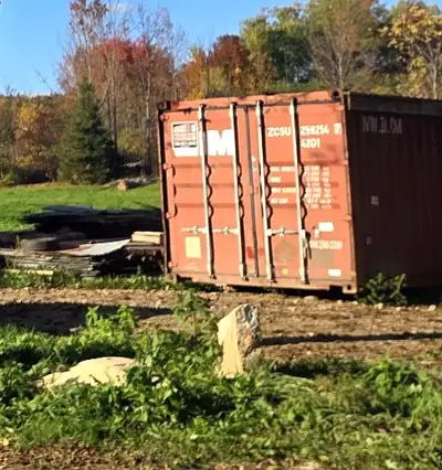 Storage 105 — Secure 30' x 8' (240 sq. ft.) steel sea can for rent near Nackawic, NB. $175/month. Fl...
