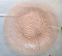 Vintage Rose Pink Raised Floral 10" Cake Plate