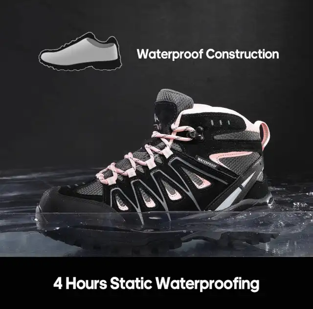 New Women's Waterproof Wide Hiking Boots Outdoor/Black&Pink/US8 in Women's - Shoes in Calgary - Image 5