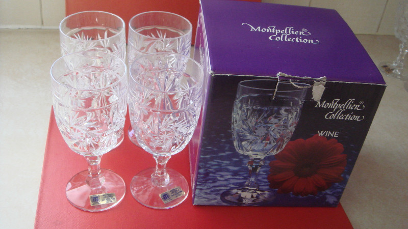 2 Gift Boxes of New Lead Crystal Wine Glasses for sale  