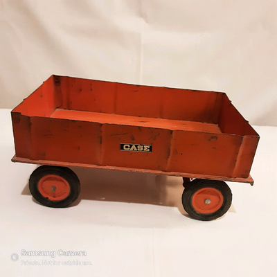 Rare Large Scale pressed steel Antique on original big wheels with pull pin hitch and steering wheel...