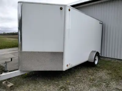 This trailer is fully aluminum, 6 tie down rings, 2 wheel chucks. Spare tire. No trades,