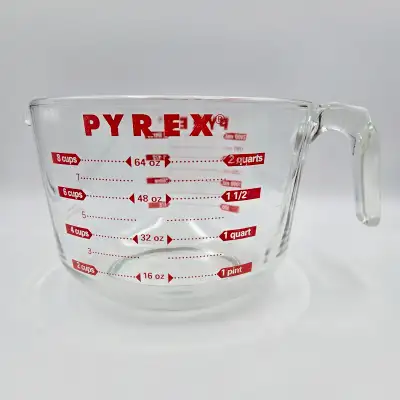 Pyrex Glass Measuring 8 Cups Glass 64oz 2L Liters Red Lettering, View more