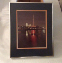 Retro, vintage matted & framed photograph of Toronto skyline
