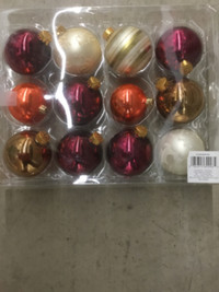 12 multi- coloured glass Christmas ornaments