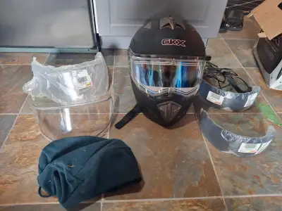 Helmet 1 - Matte Black - Size Medium - Includes multiple extra visors/shields Helmet 2 - Black/Yello...