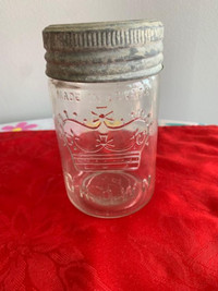 Antique 1945 CROWN 12 oz 12 Ounce Glass Mason Jar w/ Zinc Lid
