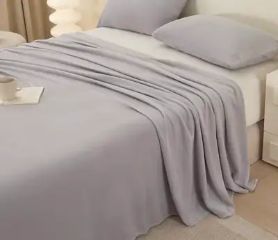 NEW Silver Gray Milk Velvet Flat Sheet | Ultra Soft & Cozy, View more