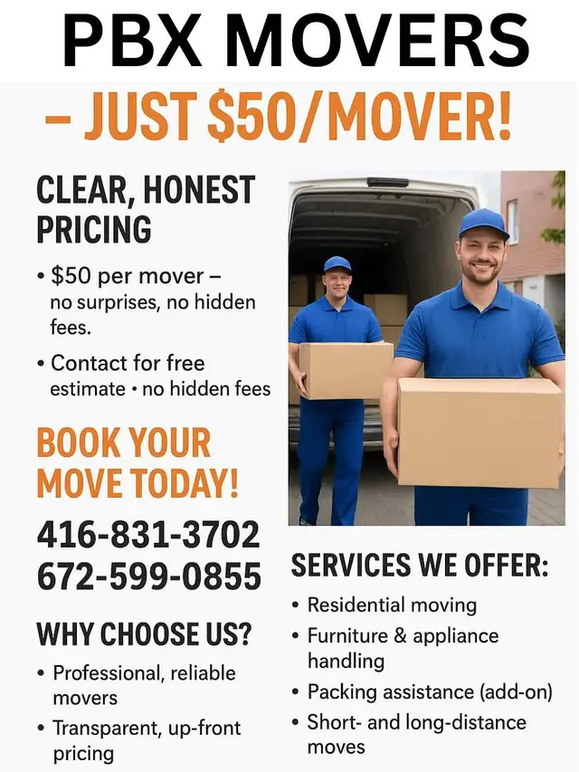 PBX movers .  FREE estimates . No hidden fees63581889431681121