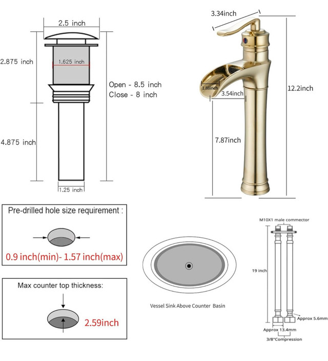 Satin gold vessel bathroom faucet in Bathwares in Markham / York Region - Image 3