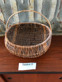 Antique Large Willow Basket  With Handle