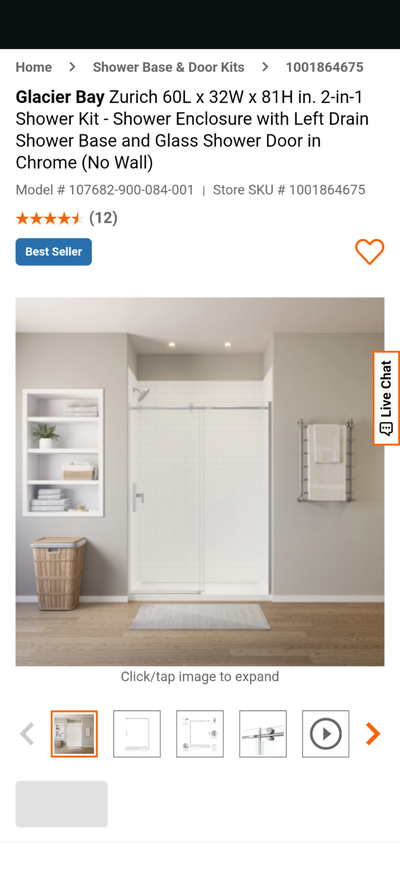 Base de douche 60L x 32W x 81H in. Shower base, View more