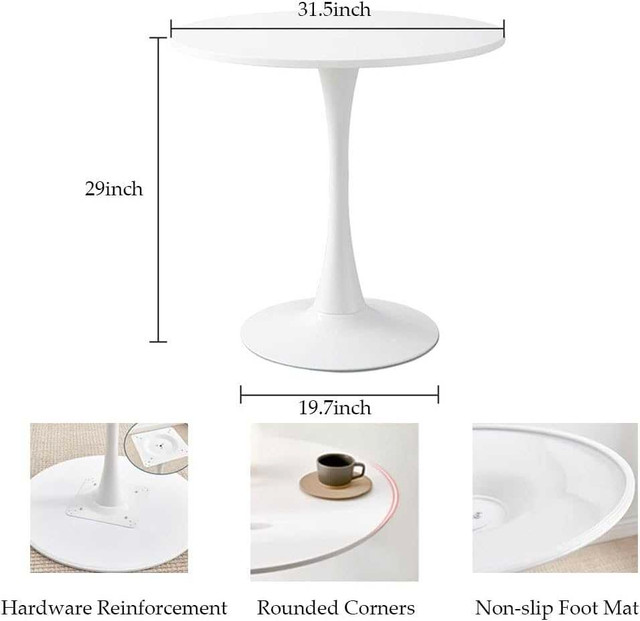 New Modern Round Dining Table White 31.5 Inch in Dining Tables & Sets in City of Toronto - Image 3