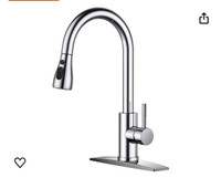 FORIOUS Kitchen Faucet with Pull Down Sprayer Chrome, High Arc S